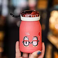 Penguin Cartoon Printed Glass Bottle
