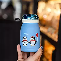 Penguin Cartoon Printed Glass Bottle