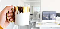 White & Golden Splash Ceramic Tea or Coffee Cups, 300 ml