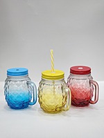 Textured Glass Jar With Straw