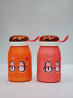 Penguin Cartoon Printed Glass Bottle