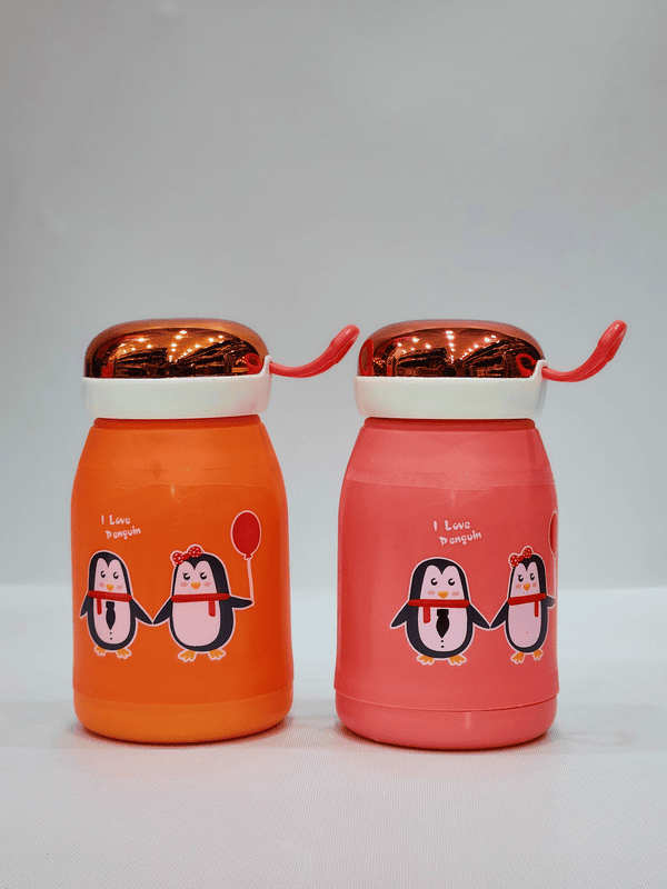Penguin Cartoon Printed Glass Bottle
