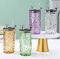 Decorated Tumblers with Straws and Lids