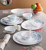 LAOPALA Pack of 27 Opalware Diva Classique Aster Blue 100% Hygienic & Dishwasher safe Dinner Set