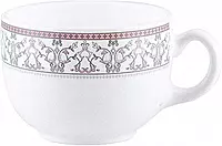 La Opala Diva, Sovrana Collection, Opal Glass Cup & Saucer Set 12 pcs, Moroccan Pink, White