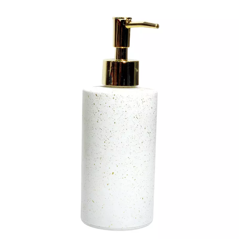 White Ceramic Soap Dispenser with Dotted Pattern