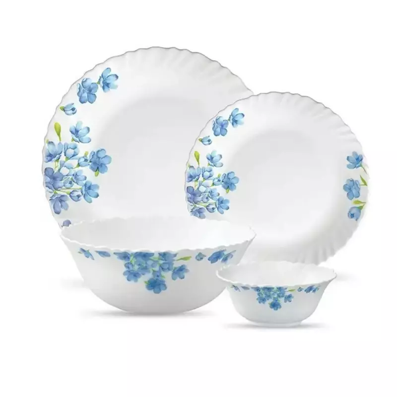 LAOPALA Pack of 33 Opalware Diva Classique Aster Blue 100% Hygienic & Dishwasher safe Dinner Set