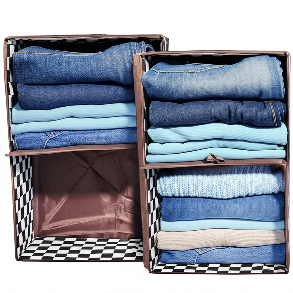 Black Chic Checkered Organizer For Wardrobe