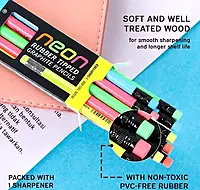 Doms Neon Eraser Tipped Pencils
