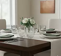 Set of 6 Diamond Cut Plastic Glass Set Transparent