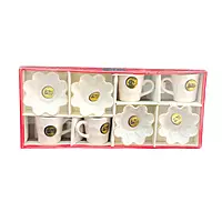 8-Piece White Ceramic Tea Cup & Saucer Gift Box