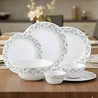 LAOPALA Pack of 33 Opalware Diva Ivory Collection Grace Blue 100% Hygienic & Dishwasher safe Dinner Set