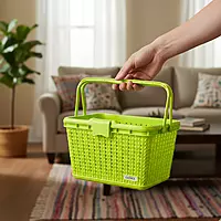 Multipurpose Storage Plastic Basket with Lid and Handle
