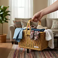 Multipurpose Storage Plastic Basket with Lid and Handle