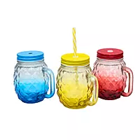 Textured Glass Jar With Straw