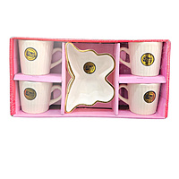 Elegant 4-Piece Ceramic Coffee Cup Set with Center Serving Dish