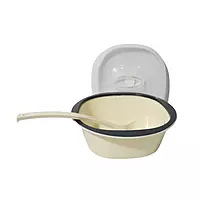 6-Piece Dinner Set | 4 Grey Speckled Bowls, 1 Serving Bowl with Lid, and 1 Serving Spoon