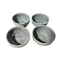 6-Piece Dinner Set | 4 Grey Speckled Bowls, 1 Serving Bowl with Lid, and 1 Serving Spoon