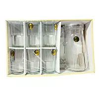 7-Piece Ribbed Glass Water Jug and Tumbler Set