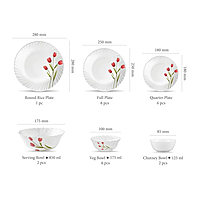 La Opala Novo Collection Opal Glass Crockery of 6 Dinner Set 23 pcs Plates & Bowls for Dinings