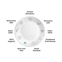 La Opala Novo Collection Opal Glass Crockery of 6 Dinner Set 23 pcs Plates & Bowls for Dinings