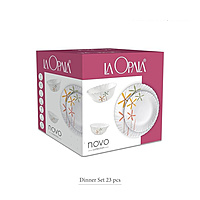 La Opala Novo Collection Opal Glass Crockery of 6 Dinner Set 23 pcs Plates & Bowls for Dinings