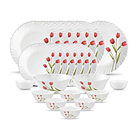 La Opala Novo Collection Opal Glass Crockery of 6 Dinner Set 23 pcs Plates & Bowls for Dinings