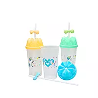 Printed Transparent Kids Sipper With Straw