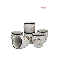Handcrafted Ceramic White Printed Kullad Cup
