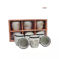 Handcrafted Ceramic White Printed Kullad Cup
