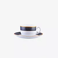 La Opala Diva Regent Blue Sovrana Collection Opalware Cup and Saucer Set of 6