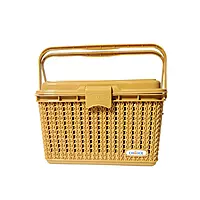 Multipurpose Storage Plastic Basket with Lid and Handle