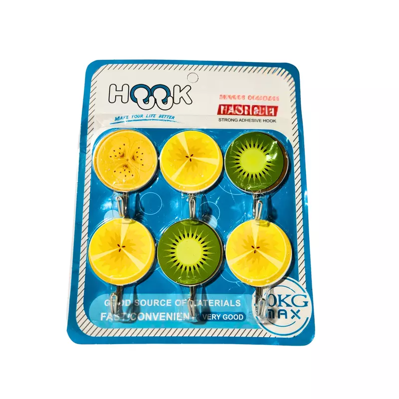 Adhesice Fruit Design Hooks - Set of 6pcs