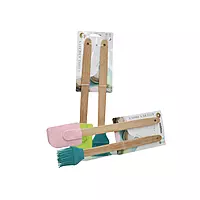 Bamboo & Silicon Spatula & Brush set