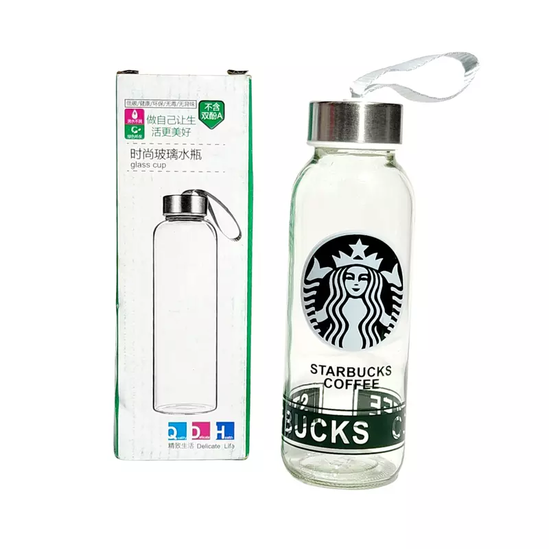 Starbucks-Themed Glass Water Bottle