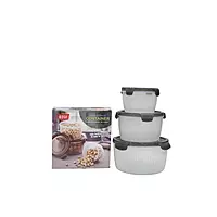 Set of 3 Lock & Seal Round Container Boxes