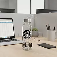 Starbucks-Themed Glass Water Bottle