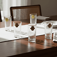 Gold Rim Hi-Ball Crystal Whiskey Glasses Set of 6 pcs