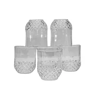 Set of 6 Diamond Cut Plastic Glass Set Transparent