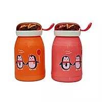 Penguin Cartoon Printed Glass Bottle