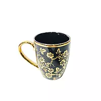 Black Traditional Printed Tea Coffee Mug