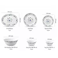 LAOPALA Pack of 27 Opalware Diva Classique Blue Mystique 100% Hygienic & Dishwasher safe Dinner Set