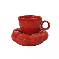 Ceramic Cloud Mug Cute Cup with Sunflower Coaster 7oz Cute Ceramic Coffee Mug with Saucer Set for Office Home Coffee Tea Latte Milk  180 ml
