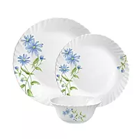 LAOPALA Pack of 33 Opalware Diva Classique Blue Daisy Hygienic & Dishwasher safe Dinner Set