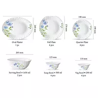 LAOPALA Pack of 27 Opalware Diva Classique Blue Daisy  Hygienic & Dishwasher safe Dinner Set