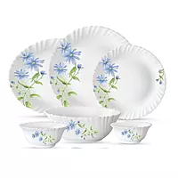 LAOPALA Pack of 27 Opalware Diva Classique Blue Daisy  Hygienic & Dishwasher safe Dinner Set