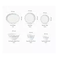 LAOPALA Pack of 27 Opalware Diva Ivory Collection Grace Blue 100% Hygienic & Dishwasher safe Dinner Set