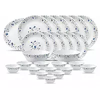 LAOPALA Pack of 33 Opalware Diva Classique Blue Mystique 100% Hygienic & Dishwasher safe Dinner Set