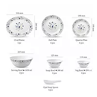 LAOPALA Pack of 33 Opalware Diva Classique Blue Mystique 100% Hygienic & Dishwasher safe Dinner Set