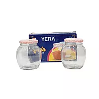 Yera Lucia Jar with Floral Lug Caps Set of 2